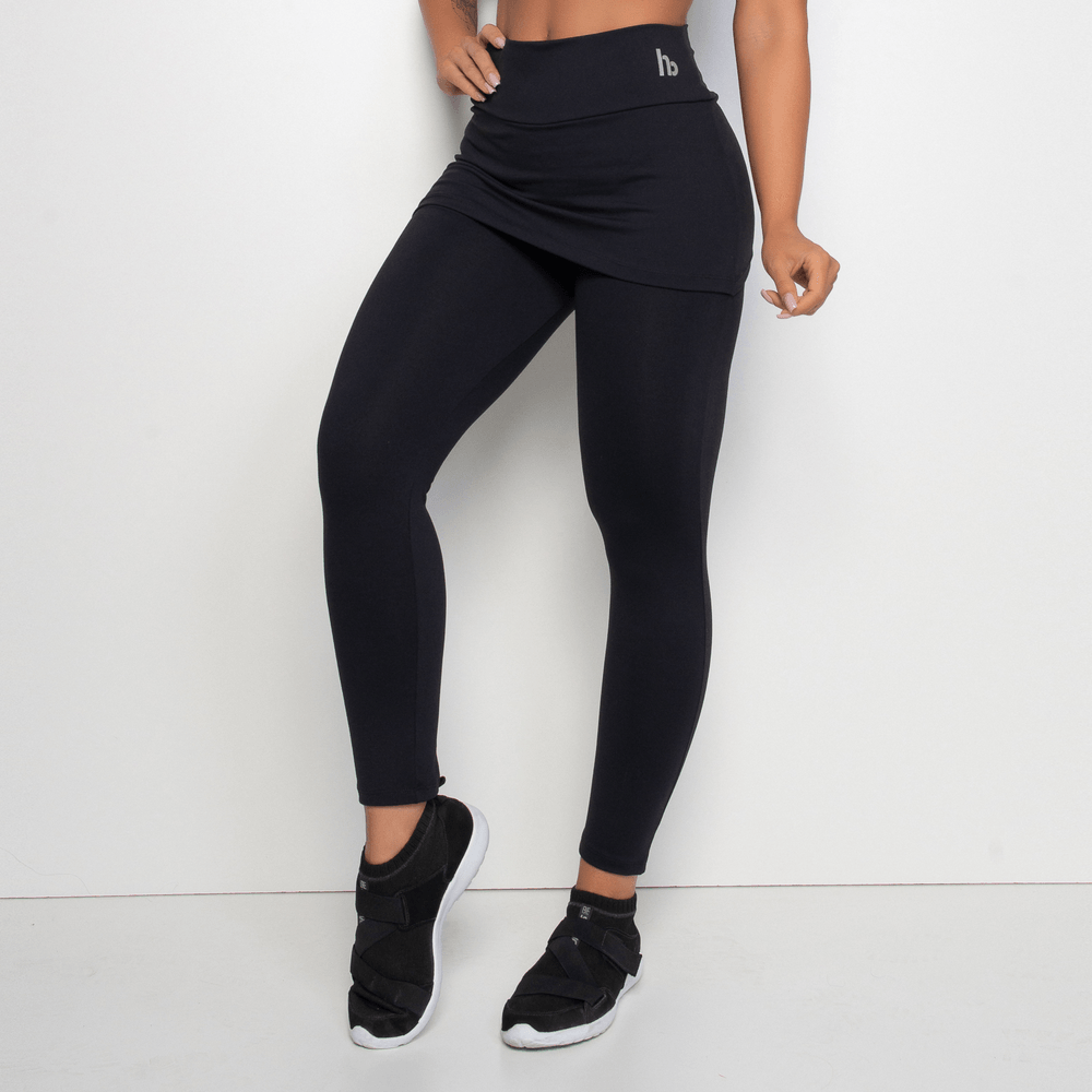 calça legging com saia fitness